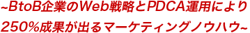 ~BtoB企業のWeb戦略とPDCA運用により250%成果が出るマーケティングノウハウ~